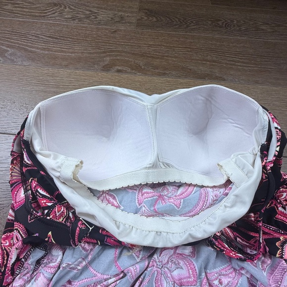 Lands End Women's Two-Piece Tankini Swimsuit, Pink/Black Top 12 Bottom 14 Summer - Picture 10 of 15